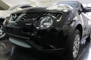 4 799 р. Защитная сетка в бампер (низ, ячейка 3х7 мм) Стрелка11 Стандарт Nissan Juke 1 YF15 рестайлинг (2014-2020) (Хром)  с доставкой в г. Владивосток. Увеличить фотографию 3