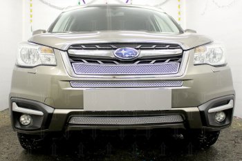 Защитная сетка в бампер (низ, ячейка 4х10 мм) Стрелка11 Премиум Subaru Forester SJ рестайлинг (2016-2019) ()