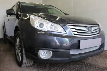 4 199 р. Защитная сетка в бампер (низ, ячейка 4х10 мм) Стрелка11 Премиум Subaru Outback BR/B14 дорестайлинг универсал (2009-2013) (Хром)  с доставкой в г. Владивосток. Увеличить фотографию 4