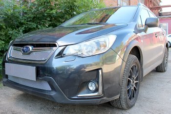 4 299 р. Защитная сетка в бампер (низ, ячейка 4х10 мм) Стрелка11 Премиум Subaru XV GP/G33 рестайлинг (2016-2017) (Хром)  с доставкой в г. Владивосток. Увеличить фотографию 1