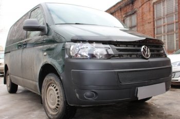 4 199 р. Защитная сетка в бампер (низ, ячейка 4х10 мм) Стрелка11 Премиум Volkswagen Transporter T5 рестайлинг (2009-2015) (Чёрная)  с доставкой в г. Владивосток. Увеличить фотографию 2