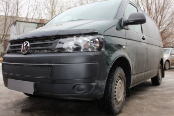 4 199 р. Защитная сетка в бампер (низ, ячейка 4х10 мм) Стрелка11 Премиум Volkswagen Transporter T5 рестайлинг (2009-2015) (Чёрная)  с доставкой в г. Владивосток. Увеличить фотографию 3