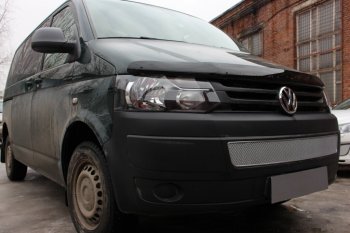 4 299 р. Защитная сетка в бампер (низ, ячейка 4х10 мм) Стрелка11 Премиум Volkswagen Transporter T5 рестайлинг (2009-2015) (Хром)  с доставкой в г. Владивосток. Увеличить фотографию 2