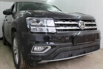 4 549 р. Защитная сетка в бампер (низ, ячейка 4х10 мм) Стрелка11 Премиум Volkswagen Teramont CA1 дорестайлинг (2016-2020) (Чёрная)  с доставкой в г. Владивосток. Увеличить фотографию 3