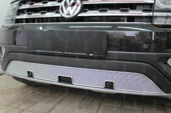 4 649 р. Защитная сетка в бампер (низ, ячейка 4х10 мм) Стрелка11 Премиум Volkswagen Teramont CA1 дорестайлинг (2016-2020) (Хром)  с доставкой в г. Владивосток. Увеличить фотографию 3