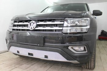 4 649 р. Защитная сетка в бампер (низ, ячейка 4х10 мм) Стрелка11 Премиум Volkswagen Teramont CA1 дорестайлинг (2016-2020) (Хром)  с доставкой в г. Владивосток. Увеличить фотографию 4