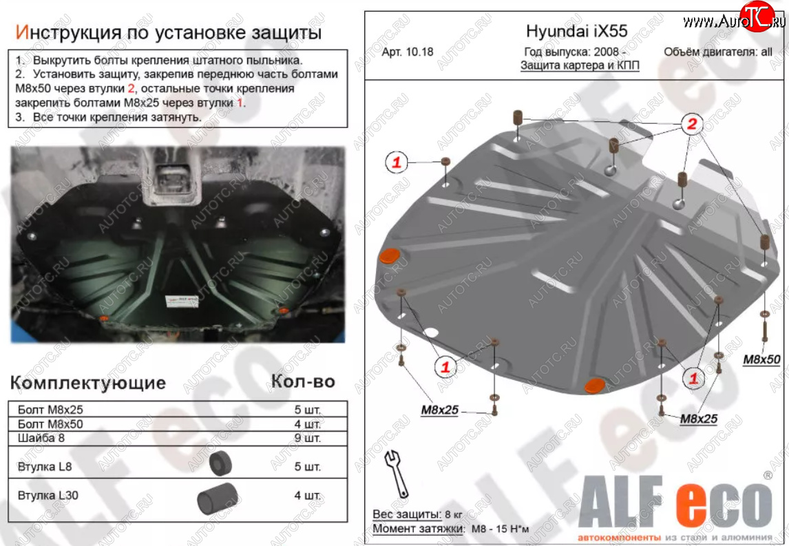 4 999 р. Защита картера двигателя и КПП (V-2,2 CRDI) Alfeco Hyundai Santa Fe CM рестайлинг (2009-2012) (Сталь 2 мм)  с доставкой в г. Владивосток