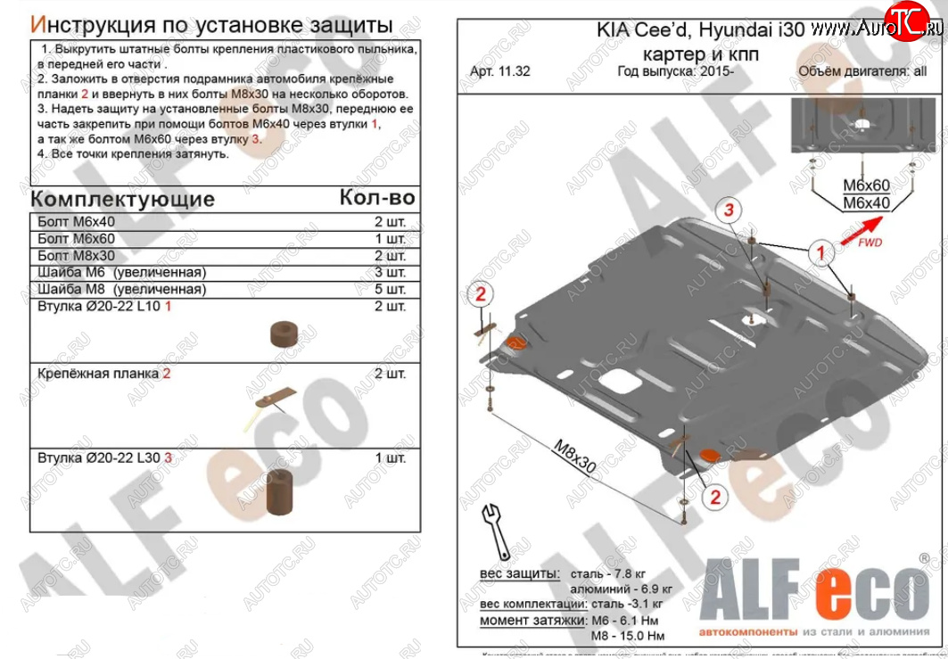 4 999 р. Защита картера двигателя и КПП Alfeco  KIA Cerato  4 BD (2018-2024) дорестайлинг седан, дорестайлинг, хэтчбэк, рестайлинг седан (Сталь 2 мм)  с доставкой в г. Владивосток