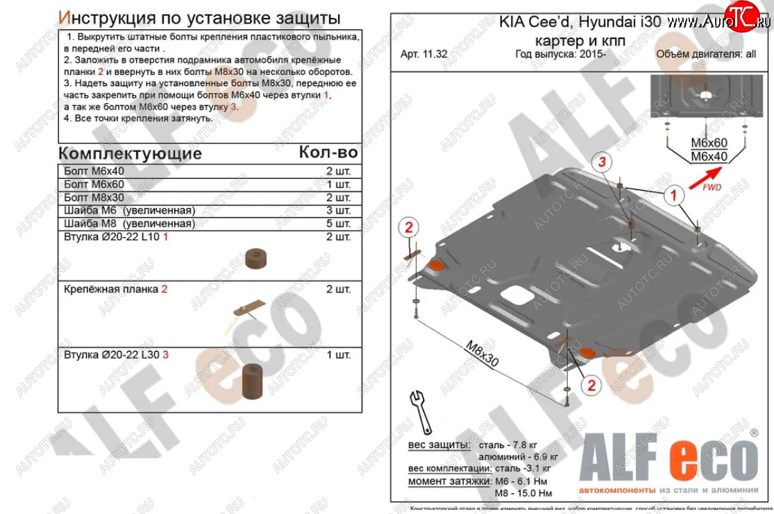 4 999 р. Защита картера двигателя и КПП Alfeco  KIA Cerato  3 YD (2016-2019) рестайлинг седан (Сталь 2 мм)  с доставкой в г. Владивосток