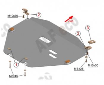 Защита картера двигателя и КПП Alfeco Honda (Хонда) CR-V (СР-В)  RW,RT (2016-2022) RW,RT дорестайлинг, рестайлинг