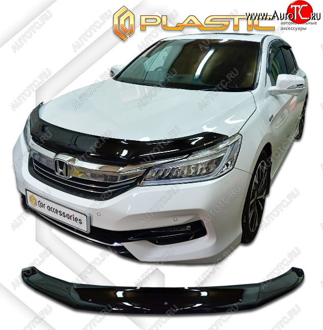 2 199 р. Дефлектор капота CA-Plastic  Honda Accord  CR (2016-2020) седан рестайлинг (classic черный, без надписи)  с доставкой в г. Владивосток