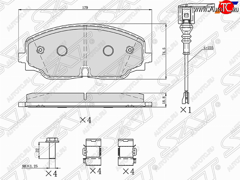 1 499 р. Колодки тормозные SAT (передние)  Volkswagen Teramont  CA1 (2016-2020) дорестайлинг  с доставкой в г. Владивосток