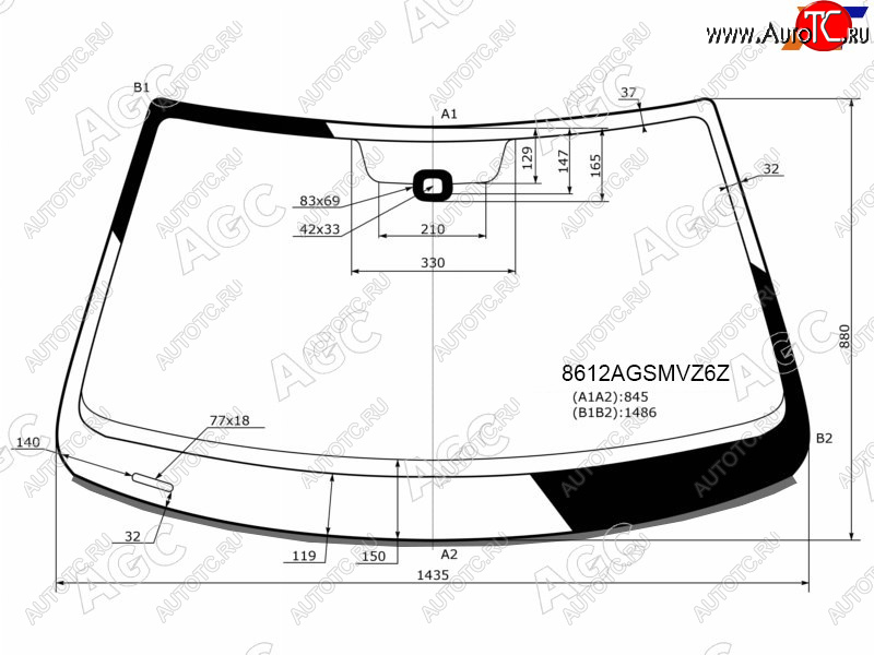 12 899 р. Стекло лобовое (Датчик дождя Молдинг Сборка Россия) AGC Volkswagen Jetta A6 седан рестайлинг (2015-2018)  с доставкой в г. Владивосток