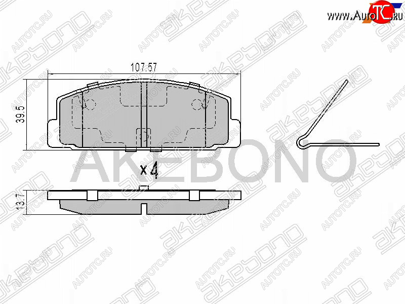 2 269 р. Задние тормозные колодки AKEBONO Mazda 323/Familia седан BJ дорестайлинг (1998-2000)  с доставкой в г. Владивосток