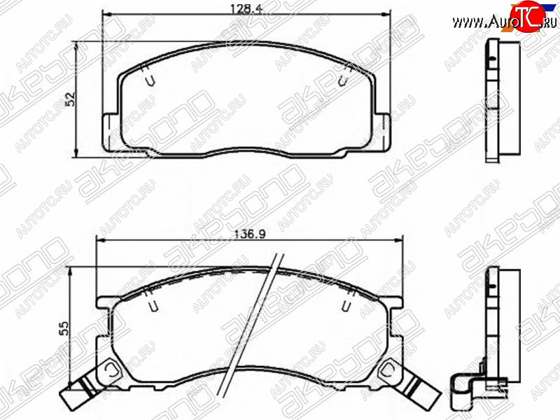 2 499 р. Колодки тормозные AKEBONO (передние) Toyota Estima Emina XR10, XR20 минивэн 2-ой рестайлинг (1996-1999)  с доставкой в г. Владивосток