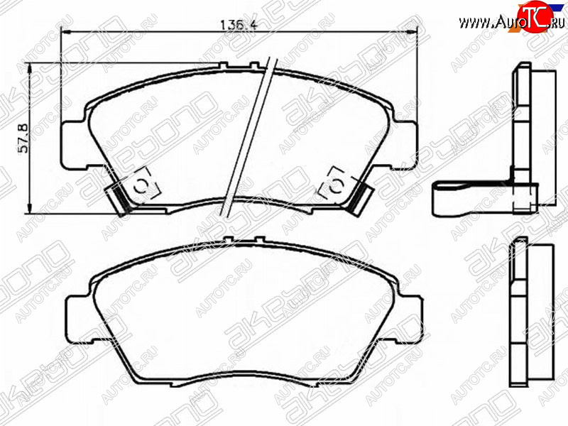 2 599 р. Колодки тормозные AKEBONO (передние)  Honda Civic ( ES,  EU,  EP) - Fit  1  с доставкой в г. Владивосток