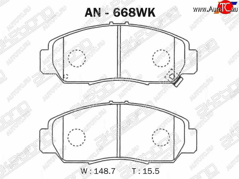 3 399 р. Колодки тормозные AKEBONO (передние)  Honda Accord  8 CU (2008-2013) седан дорестайлинг, седан рестайлинг  с доставкой в г. Владивосток