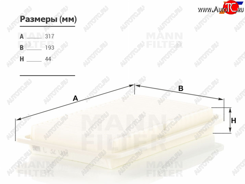 1 679 р. Фильтр воздушный MANN  Toyota Harrier (XU30,  XU60,  XU80), Highlander (XU40,  XU50,  XU70), Kluger (XU40,  XU50)  с доставкой в г. Владивосток