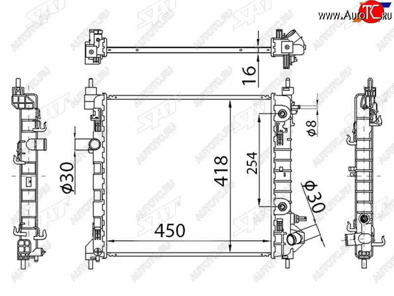 7 249 р. Радиатор охлаждающей жидкости SAT  Chevrolet Spark  M300 (2010-2015), Ravon R2 (2016-2024)  с доставкой в г. Владивосток