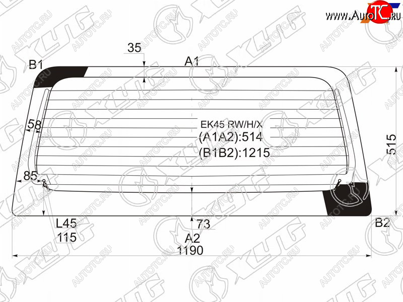 9 999 р. Стекло заднее (Цвет зеленый Обогрев) Mitsubishi eK Active 04-06  eK Sport 02-06  eK Wagon 01-06  XYG EK45 RW/H/X  с доставкой в г. Владивосток