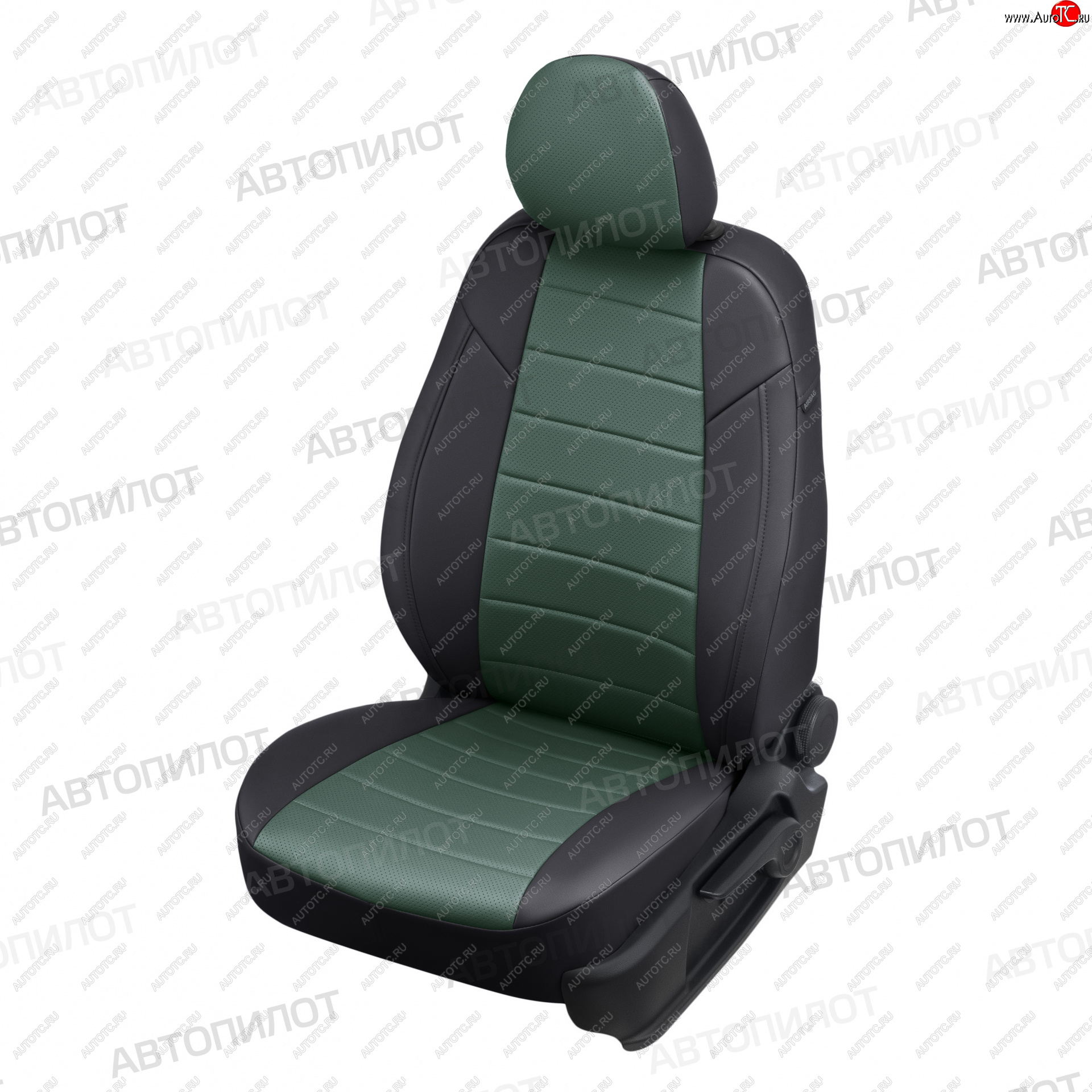 13 849 р. Чехлы сидений (экокожа) Автопилот  Chevrolet Spark  M200,250 (2005-2010) (черный/зеленый)  с доставкой в г. Владивосток