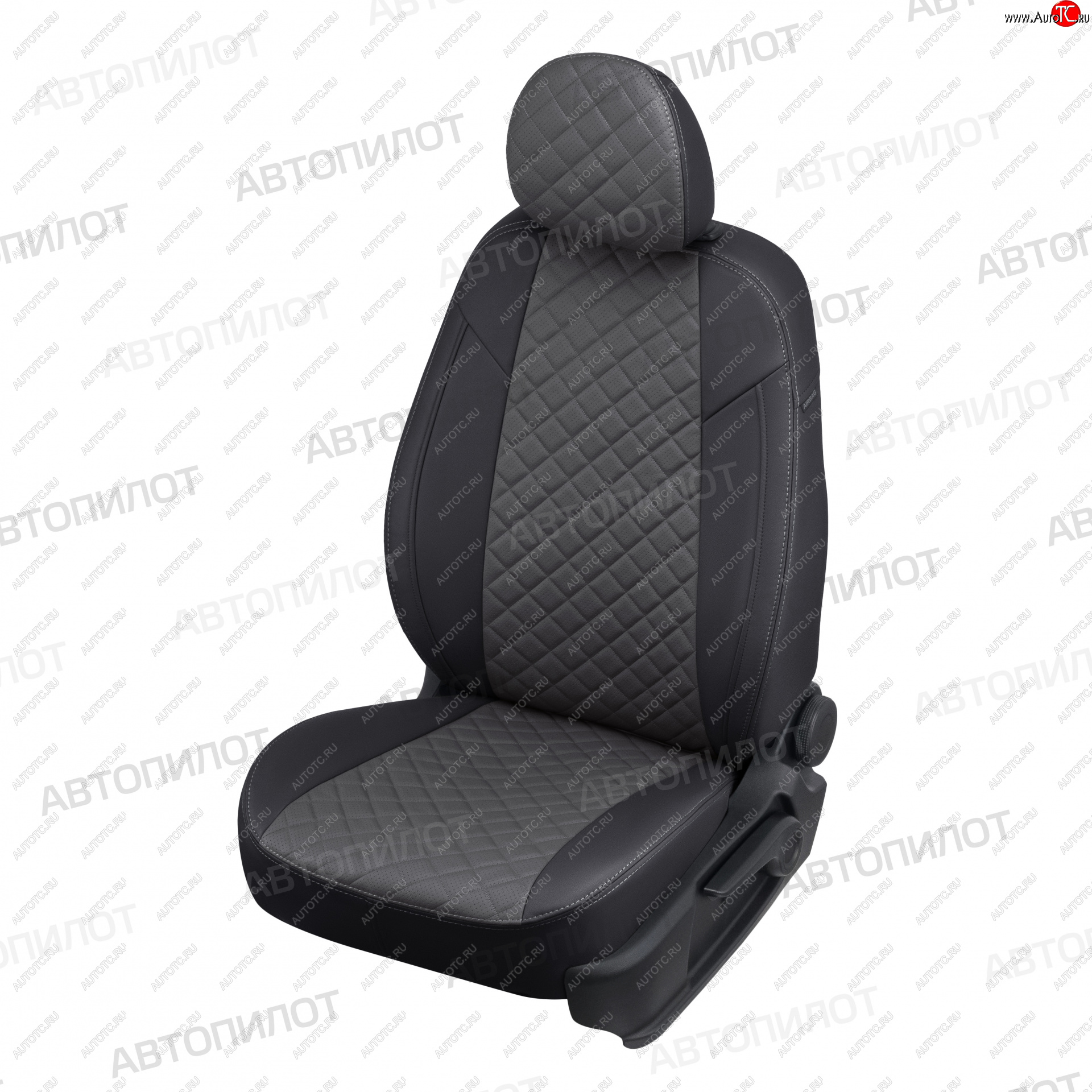 14 899 р. Чехлы сидений (экокожа) Автопилот Ромб  Ford S-Max  CJ (2014-2019) (черный/серый)  с доставкой в г. Владивосток