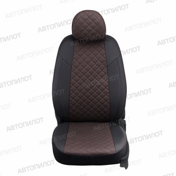 14 499 р. Чехлы сидений (экокожа) Автопилот Ромб  Ford S-Max  CJ (2014-2019) (черный/шоколад)  с доставкой в г. Владивосток. Увеличить фотографию 4