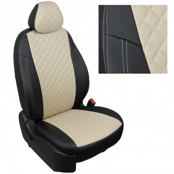 7 999 р. Чехлы на сиденья Ромб (к. Comfort Luxe экокожа) Автопилот  Уаз Патриот ( 23632,  3163 5 дв.) (2016-2025) 2-ой рестайлинг пикап, 2-ой рестайлинг (черный/бежевый)  с доставкой в г. Владивосток. Увеличить фотографию 2