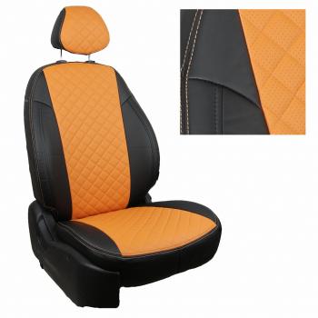 14 499 р. Чехлы на сиденья Ромб (к. Comfort Luxe экокожа) Автопилот  Уаз Патриот ( 23632,  3163 5 дв.) (2016-2025) 2-ой рестайлинг пикап, 2-ой рестайлинг (черный/оранжевый)  с доставкой в г. Владивосток. Увеличить фотографию 2