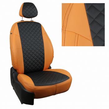 14 499 р. Чехлы на сиденья Ромб (к. Comfort Luxe экокожа) Автопилот  Уаз Патриот  23632 (2016-2025) 2-ой рестайлинг пикап (оранжевый/черный)  с доставкой в г. Владивосток. Увеличить фотографию 2