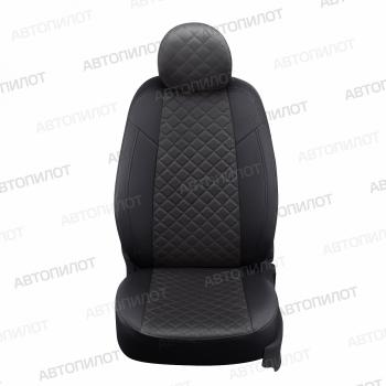 14 499 р. Чехлы на сиденья Алькантара ромб (к. Comfort Luxe экокожа) Автопилот  Уаз Патриот  23632 (2016-2025) 2-ой рестайлинг пикап (черный/темно-серый)  с доставкой в г. Владивосток. Увеличить фотографию 3