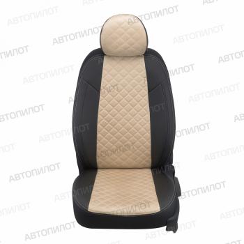 14 499 р. Чехлы на сиденья Алькантара ромб (к. Comfort Luxe экокожа) Автопилот  Уаз Патриот  23632 (2016-2025) 2-ой рестайлинг пикап (черный/бежевый)  с доставкой в г. Владивосток. Увеличить фотографию 4