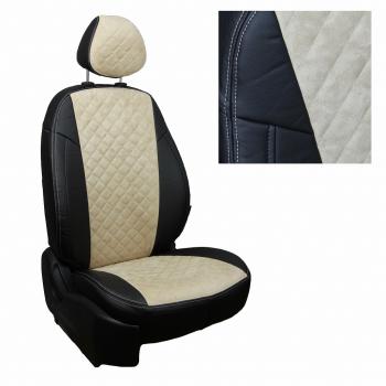 14 499 р. Чехлы на сиденья Алькантара ромб (к. Comfort Luxe экокожа) Автопилот  Уаз Патриот  23632 (2016-2025) 2-ой рестайлинг пикап (черный/бежевый)  с доставкой в г. Владивосток. Увеличить фотографию 2