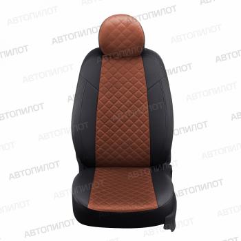 14 499 р. Чехлы на сиденья Алькантара ромб (к. Comfort Luxe экокожа) Автопилот  Уаз Патриот  23632 (2016-2025) 2-ой рестайлинг пикап (черный/коричневый)  с доставкой в г. Владивосток. Увеличить фотографию 4