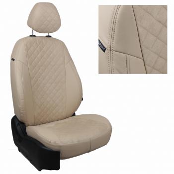 7 999 р. Чехлы на сиденья Алькантара ромб (к. Comfort Luxe экокожа) Автопилот  Уаз Патриот  23632 (2016-2025) 2-ой рестайлинг пикап (бежевый)  с доставкой в г. Владивосток. Увеличить фотографию 2