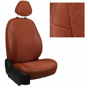 14 499 р. Чехлы на сиденья Алькантара ромб (к. Comfort Luxe экокожа) Автопилот  Уаз Патриот  23632 (2016-2025) 2-ой рестайлинг пикап (коричневый)  с доставкой в г. Владивосток. Увеличить фотографию 2