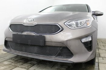 3 099 р. Защитная сетка в бампер (низ, ячейка 3х7 мм) Alfeco Стандарт  KIA Ceed  3 CD (2018-2024) универсал, хэтчбэк (Чёрная)  с доставкой в г. Владивосток. Увеличить фотографию 4