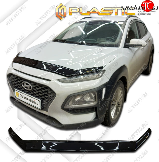 2 199 р. Дефлектор капота CA-Plastic  Hyundai Kona  OS (2017-2021) дорестайлинг (classic черный, без надписи)  с доставкой в г. Владивосток