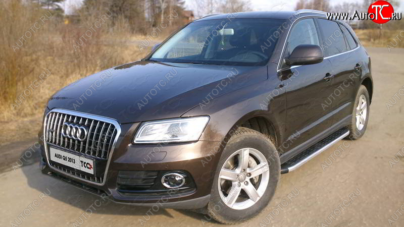 20 899 р. Алюминиевые порожки для ног с пластиковой накладкой TCC Tюнинг Audi Q5 8R рестайлинг (2012-2017) (серый)  с доставкой в г. Владивосток