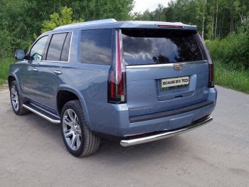 Защита задняя (нержавейка 76,1 мм) ТСС Тюнинг Cadillac Escalade GMTK2 джип 5 дв. короткая база (2015-2020)