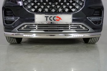 42 949 р. Защита переднего бампера овальная с ДХО 75х42 мм ТСС Тюнинг  Chery Tiggo 8 PRO (2021-2025) (нержавейка)  с доставкой в г. Владивосток. Увеличить фотографию 1