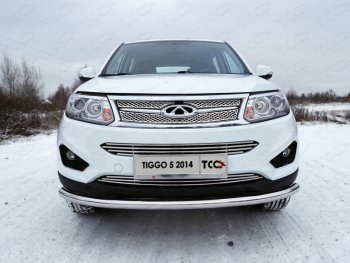 4 649 р. Нижняя декоративная вставка в бампер ТСС Тюнинг  Chery Tiggo 5  (T21) (2014-2017) дорестайлинг (d 12 мм)  с доставкой в г. Владивосток. Увеличить фотографию 1