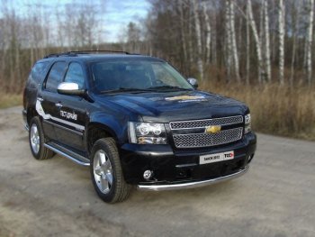 28 699 р. Защита переднего бампера овальная 75х42 мм ТСС тюнинг  Chevrolet Tahoe ( GMT900,  K2UC) (2006-2021) 5 дв. (нержавейка)  с доставкой в г. Владивосток. Увеличить фотографию 1