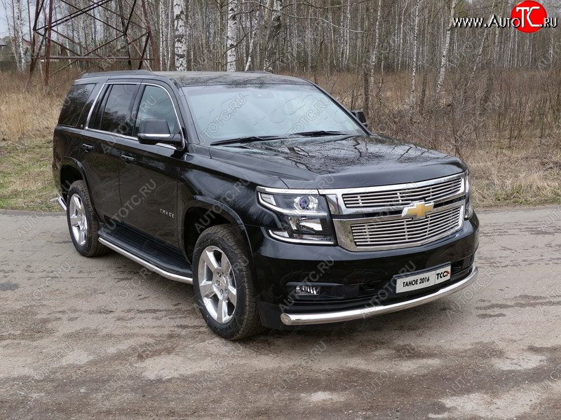 24 949 р. Защита переднего бампера нижняя 76,1 мм ТСС Тюнинг  Chevrolet Tahoe  GMT900 (2006-2013) 5 дв. (нержавейка)  с доставкой в г. Владивосток