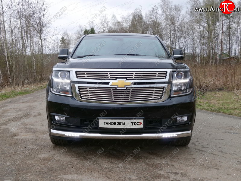 40 999 р. Защита переднего бампера нижняя с ДХО 76,1 мм ТСС Тюнинг Chevrolet Tahoe K2UC (2014-2021) (нержавейка)  с доставкой в г. Владивосток