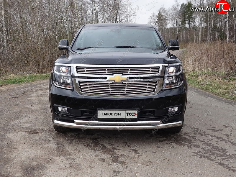 36 999 р. Защита передняя нижняя двойная 76,1*50,8 мм Тюнинг  Chevrolet Tahoe ( GMT900,  K2UC) (2006-2021) 5 дв. (нержавейка)  с доставкой в г. Владивосток