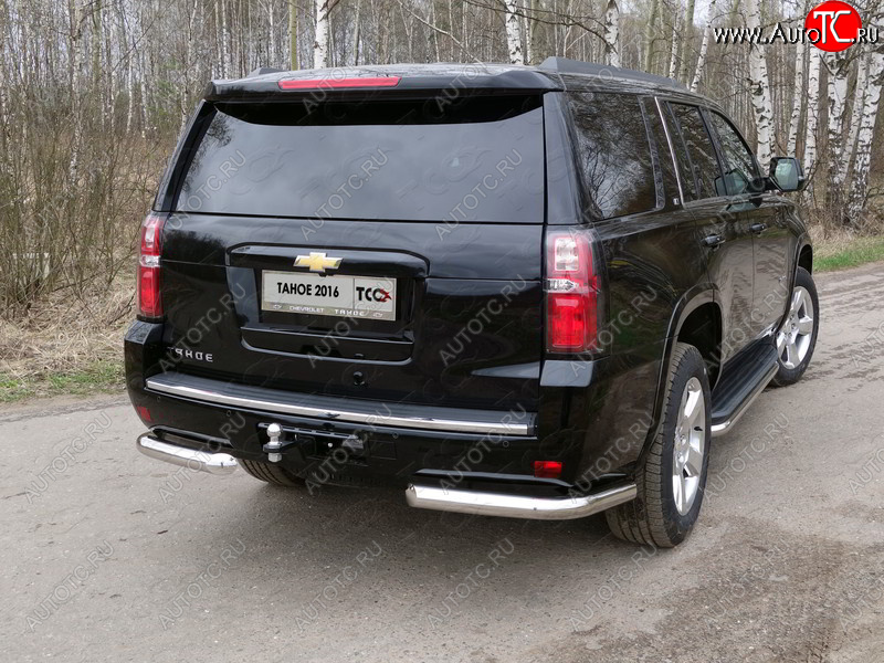 21 799 р. Защита задняя (уголки, нержавейка 76,1 мм) ТСС Тюнинг Chevrolet Tahoe K2UC (2014-2021)  с доставкой в г. Владивосток