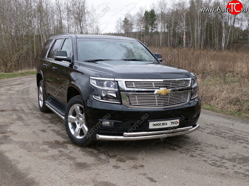 36 999 р. Защита передняя нижняя двойная 76,1*50,8 мм Тюнинг  Chevrolet Tahoe  K2UC (2014-2021) (нержавейка)  с доставкой в г. Владивосток