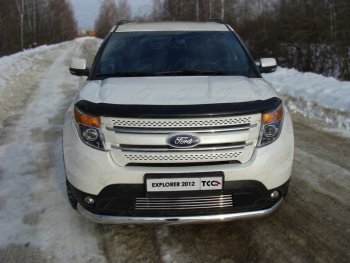 9 349 р. Декоративная вставка в бампер ТСС Тюнинг  Ford Explorer  U502 (2010-2016) дорестайлинг (d 12 мм)  с доставкой в г. Владивосток. Увеличить фотографию 1