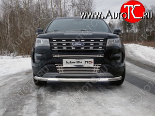 40 649 р. Защита переднего бампера нижняя с ДХО 76,1 мм ТСС Тюнинг  Ford Explorer  U502 (2015-2018) 1-ый рестайлинг, 5 дв. (нержавейка)  с доставкой в г. Владивосток